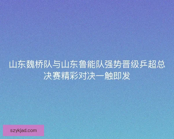山东魏桥队与山东鲁能队强势晋级乒超总决赛精彩对决一触即发